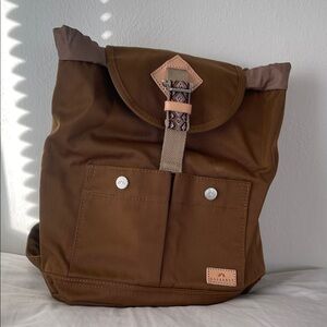 Doughnut Stylish Brown Backpack with Patterned Strap